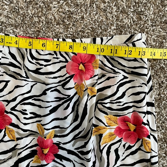 Anna S White Zebra Floral Tropical Hawaiian MIDI Skirt - Picture 7 of 11